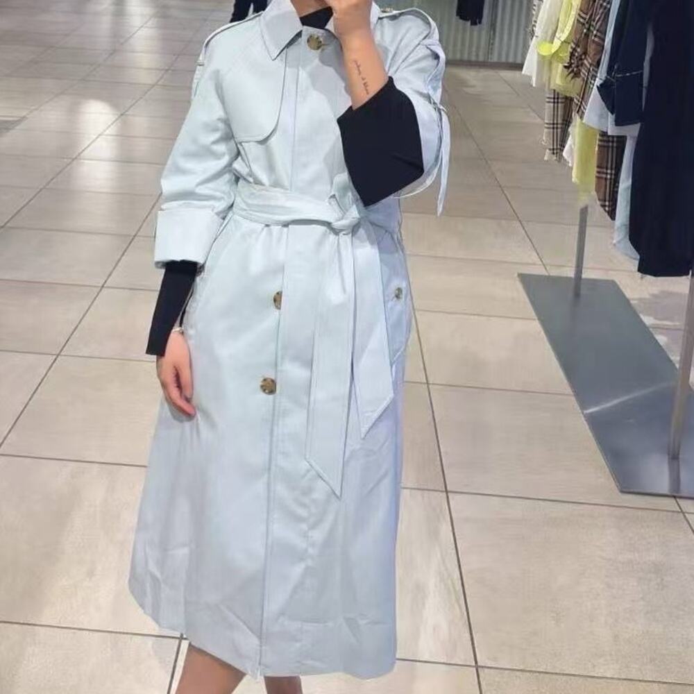 Sale ends 3/25 Burberry baby blue long Trench Coat US6 - Picture 7 of 11